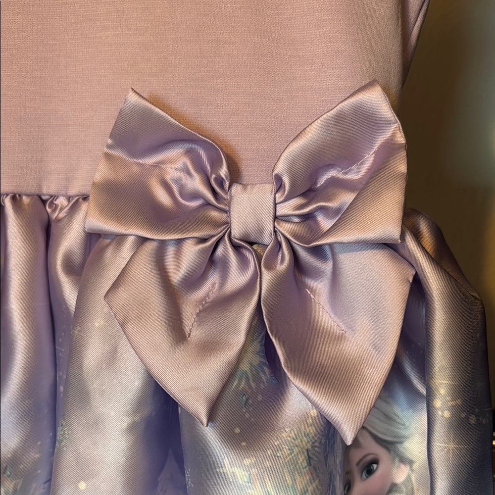 Disney Girls Lavender & Blue Elsa Satin Bow Formal Dress - Picture 2 of 7